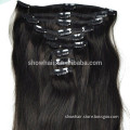 Wholesale Double Drawn virgin remy easy black clip hair extension
